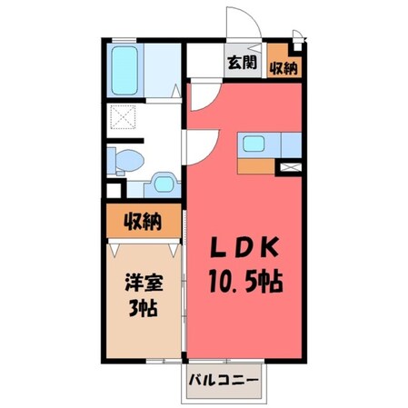 雀宮駅 徒歩14分 2階の物件間取画像